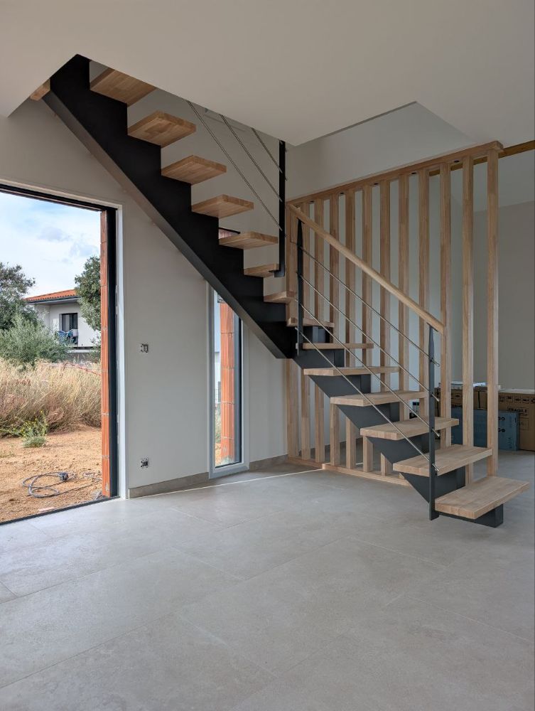 escalier b&m 1 quart tournant avec claustra menuisier perpignan 66